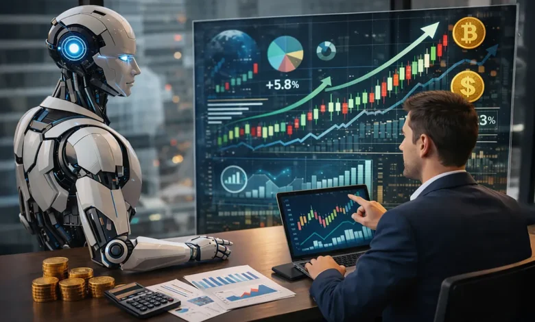 الذكاء الاصطناعي يساعد الأفراد والشركات على إدارة الأموال وتحليل البيانات المالية لاتخاذ قرارات استثمارية ذكية