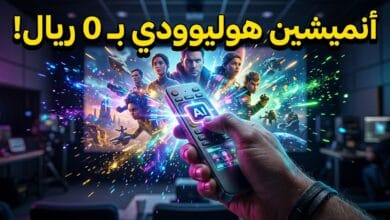 صورة مصغرة تقسم المشهد بين طريقة تصوير الأفلام والأنيميشن التقليدية بالكلاكيت وبين سينما الذكاء الاصطناعي والروبوتات المستقبلية.